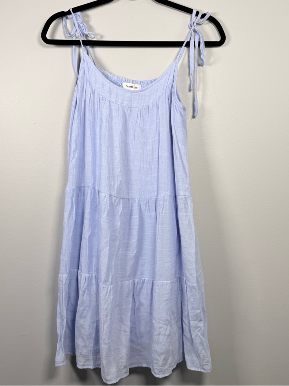 Heartloom Light Blue Sundress S Tiered Crinkle Smocked Spaghetti Strap